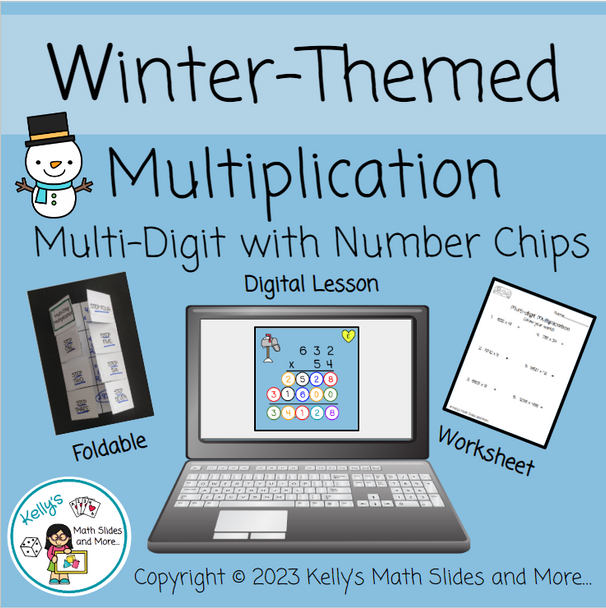 Multi-Digit Multiplication with Number Chips - Winter-Themed