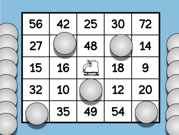 Multiplication Bingo - Winter-Themed