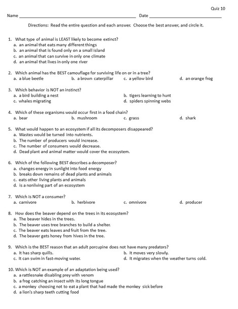 Life Science Review and Test Prep, grade 4