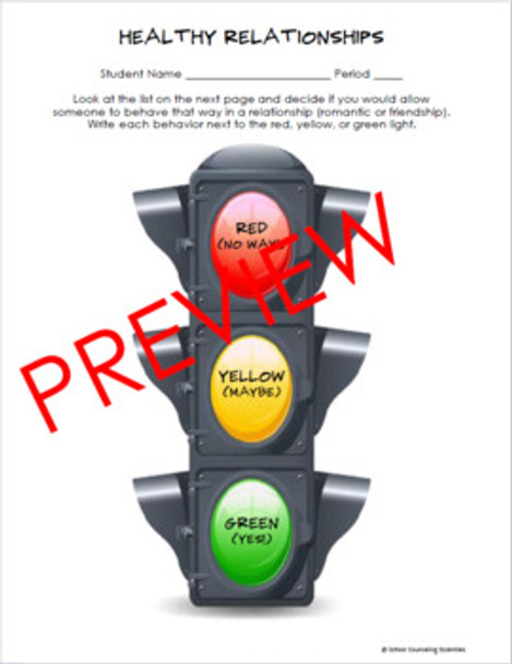 Healthy Relationships - Red/Green Light Boundaries Activity - Health Education