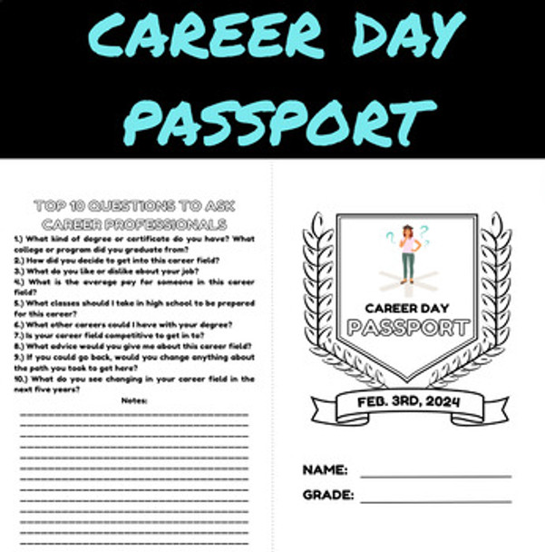 Career Day Passport - Career Explorations - CTE - 4 Editable Options!