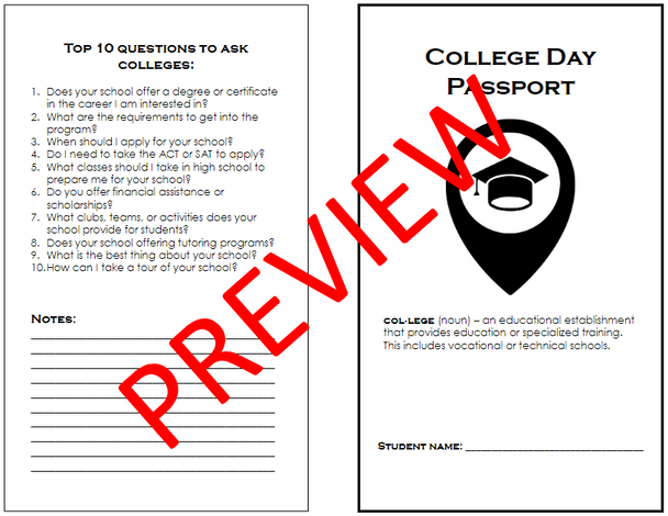 College Day Passport - College Exploration - 4 Editable Options!