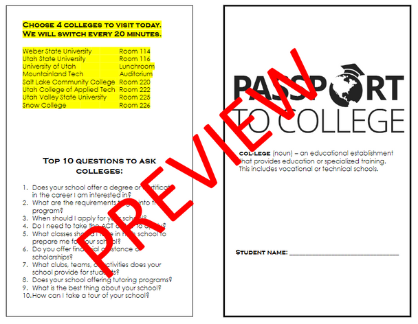 College Day Passport - College Exploration - 4 Editable Options!