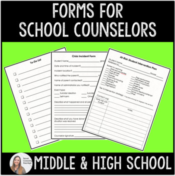 Forms for School Counselors (editable so you can customize!)- FREE