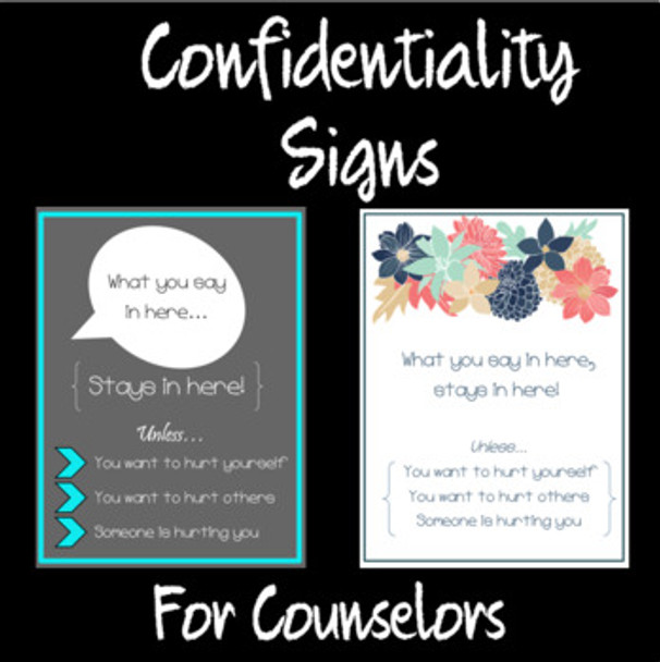 Confidentiality Signs for Counselors - FREE