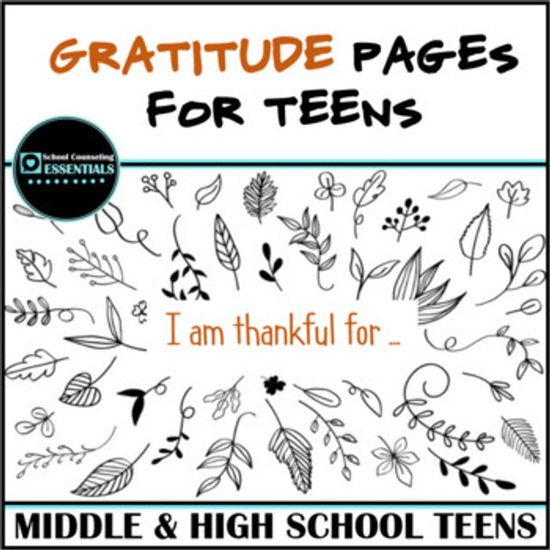 Gratitude List- Thankful List- for Teens in Middle & High School