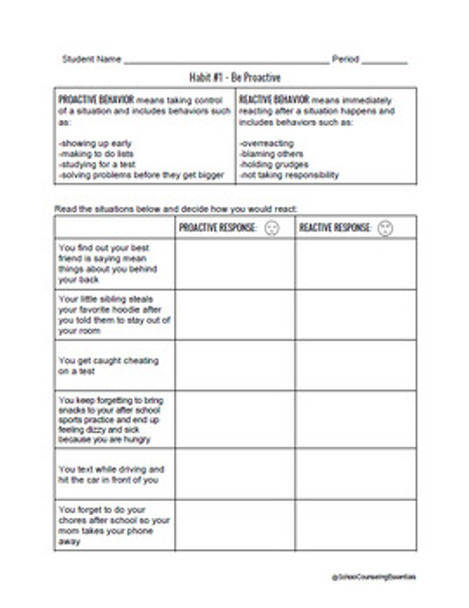 7 Habits Highly Effective Teens Worksheets