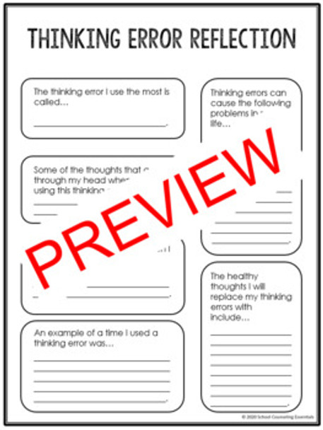 Thinking Error Scenarios- Task Cards- distance learning option