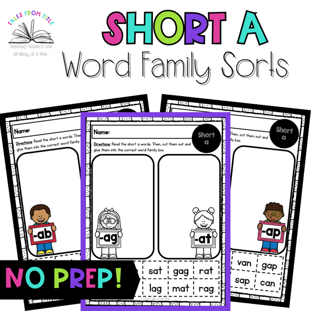 Short A CVC Word Family Sorts - Tap, Blend, Rhyme