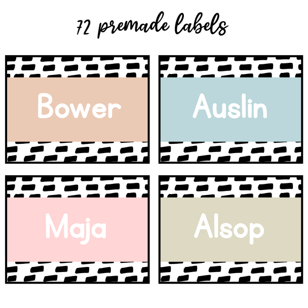 Printable Boho Neutral Student Name Tags, Editable Classroom Labels