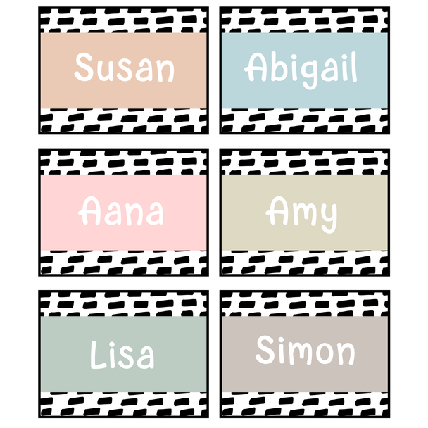 Printable Boho Neutral Student Name Tags, Editable Classroom Labels