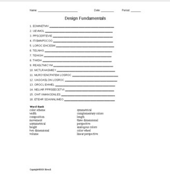 Design Fundamentals Word Scramble