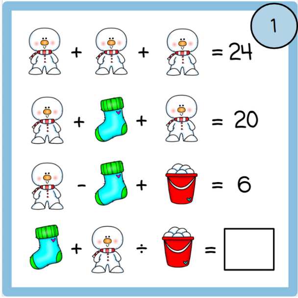 Order of Operations Logic Picture Puzzles - Winter-Themed