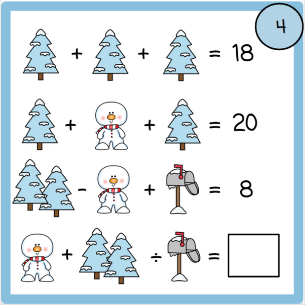 Order of Operations Logic Picture Puzzles - Winter-Themed