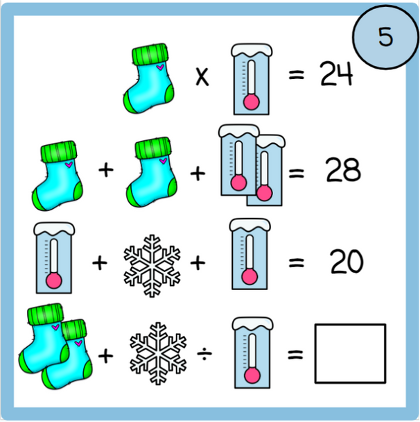Order of Operations Logic Picture Puzzles - Winter-Themed