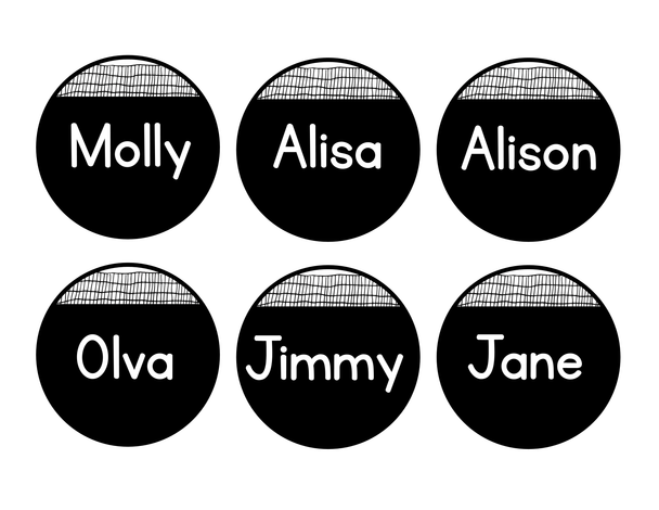 Printable Black and White Student Name Tags Bundle Pack, Classroom Labels