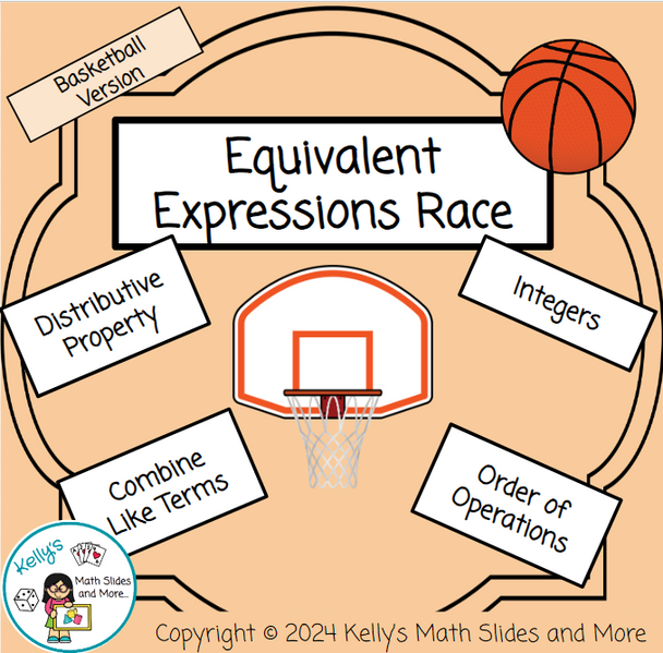 Basketball-Themed Equivalent Expressions Race - Digital and Printable