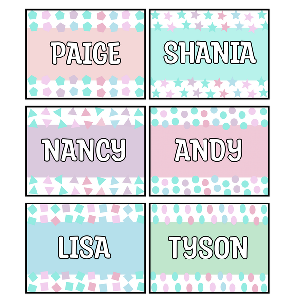 Printable Pastels Student Name Labels, Editable Classroom Labels, Name Tags