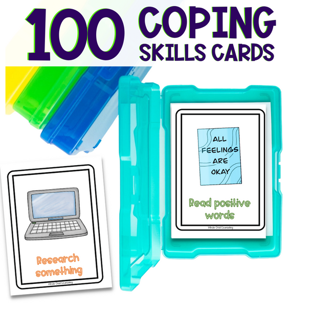 100 Digital and Print Coping Skills Cards with Checklists Sorting Mats and More