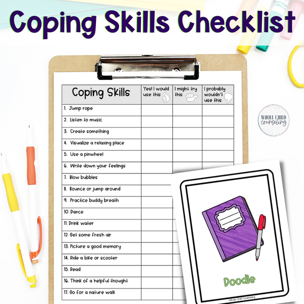100 Digital and Print Coping Skills Cards with Checklists Sorting Mats and More