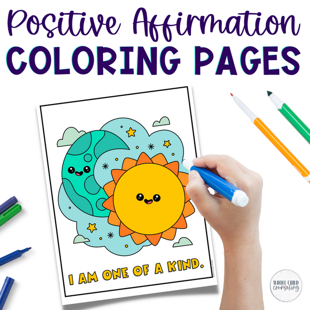 Positive Thinking and Affirmation Coloring Pages for a Comfort Kit or Grief Box