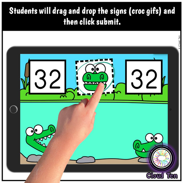 Comparar Numeros con cocodrilos 1 - 50 Boom Cards™ | Digital Task Cards