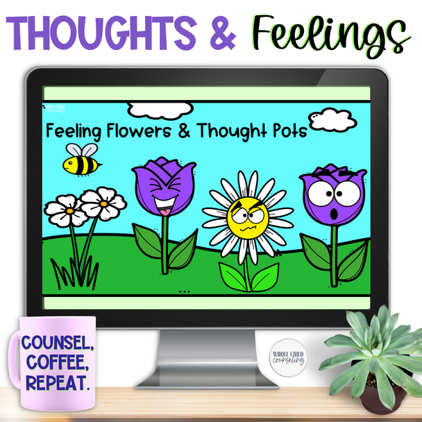 Connecting Thoughts and Feelings CBT Print and Digital Counseling Activity