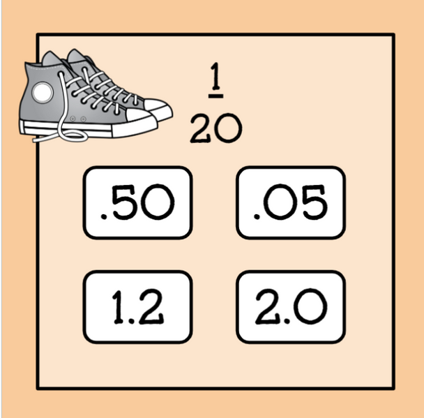 Basketball-Themed Fractions/Decimals/Percentages Conversion Slide Game