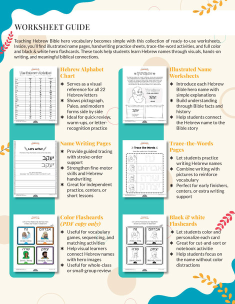 Learning Hebrew: Bible Heroes Activity Book