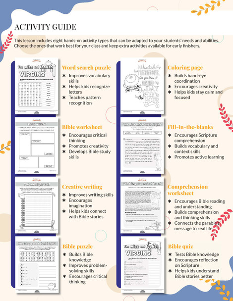 Bible Parable: The Wise and Foolish Virgins Workbook