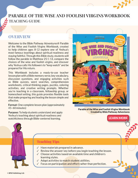 Bible Parable: The Wise and Foolish Virgins Workbook