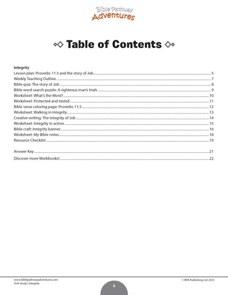 Integrity Bible Character Unit Study for Grades 3-6 | Job's Integrity