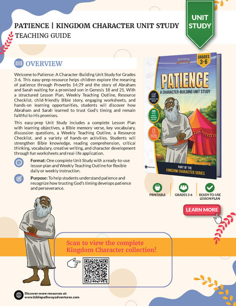 Patience Bible Character Unit Study for Grades 3-6 | Abraham Waits for God's Promise