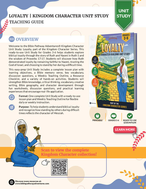Loyalty Bible Character Unit Study for Grades 3-6 | Ruth and Naomi
