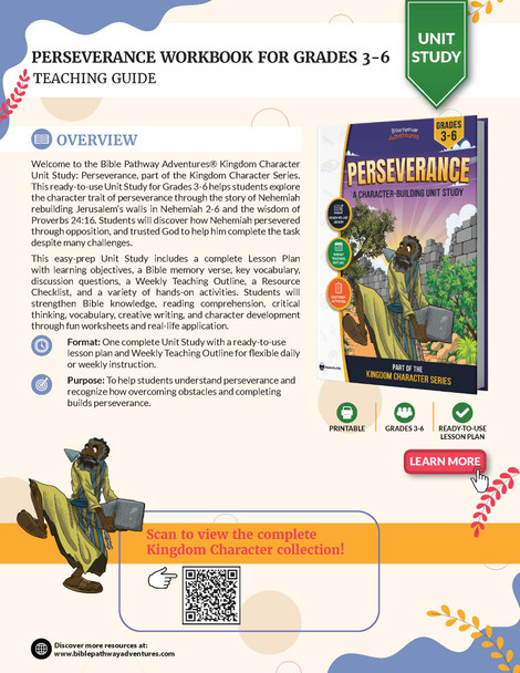 Perseverance Bible Character Unit Study for Grades 3-6 | Nehemiah Rebuilds Jerusalem