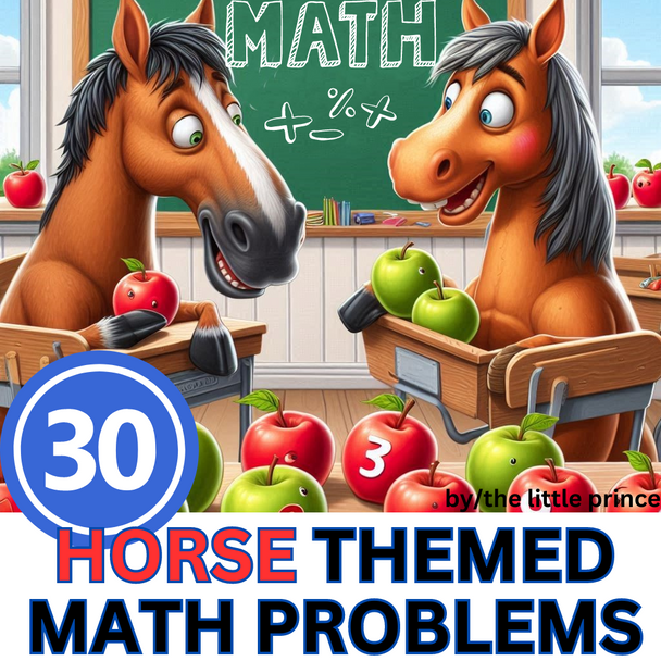 Math Activities 30 Horses Themed Math Problems with Realistic Engaging Images