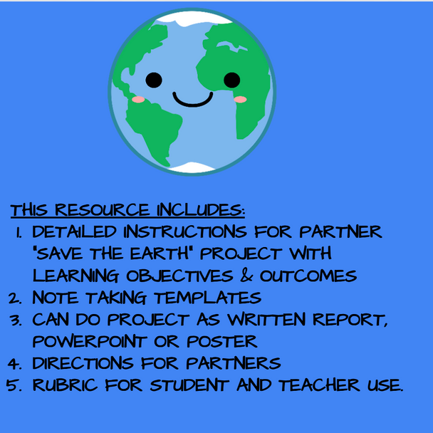 "SAVE THE EARTH" PARTNER PROJECT: PERFECT FOR EARTH DAY OR EARTH UNIT PROJECT