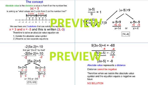 Solving Absolute Value Equations: Foldables - Interactive Notebook