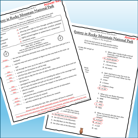 Mystery in Rocky Mountain National Park Novel Study