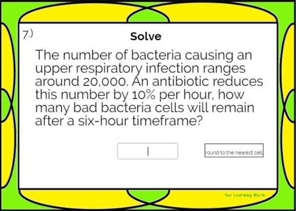 Exponential Growth and Decay Word Problems - Digital BOOM Cards + Printable Task Cards