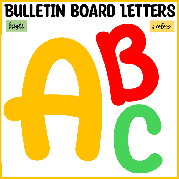 Printable Colorful Bulletin Board Letters, Editable Bright Large Alphabet Letters