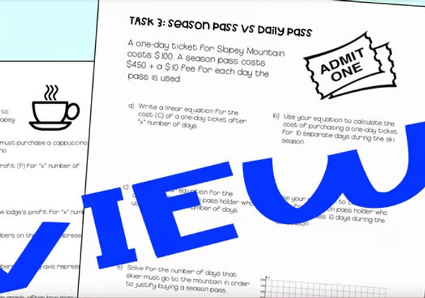 Slopey Mountain - Algebra Project Based Learning PBL