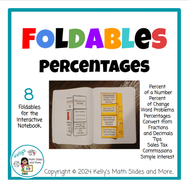 7th Grade Percentages - 8 Math Foldables for the Interactive Notebook