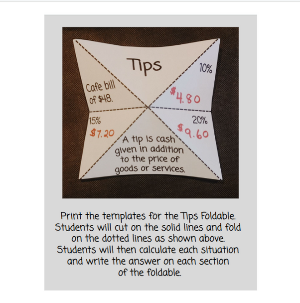 7th Grade Percentages - 8 Math Foldables for the Interactive Notebook