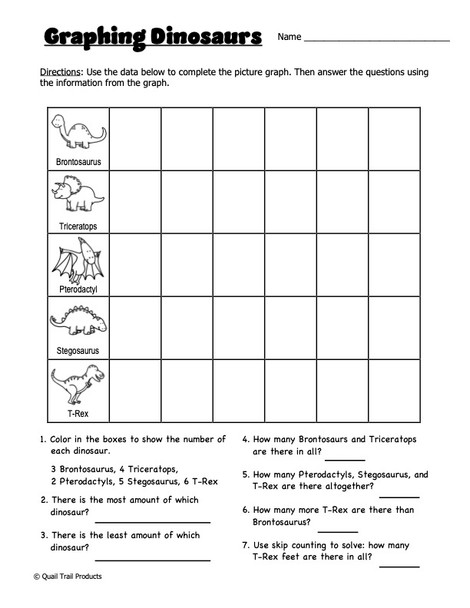 Grade 2 MATH Worksheets | Dinosaur Theme