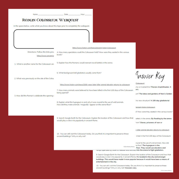 Roman Colosseum Webquest Roman Colosseum Webquest