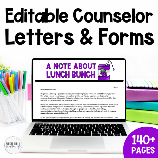 School Counselor Editable Letters Handouts and Forms for Parent Communication