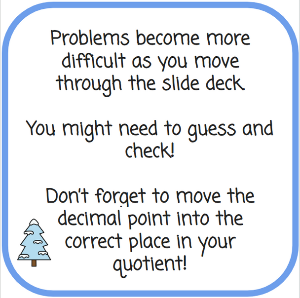 Winter-Themed Dividing Decimals with Number Chips - Digital and Printable
