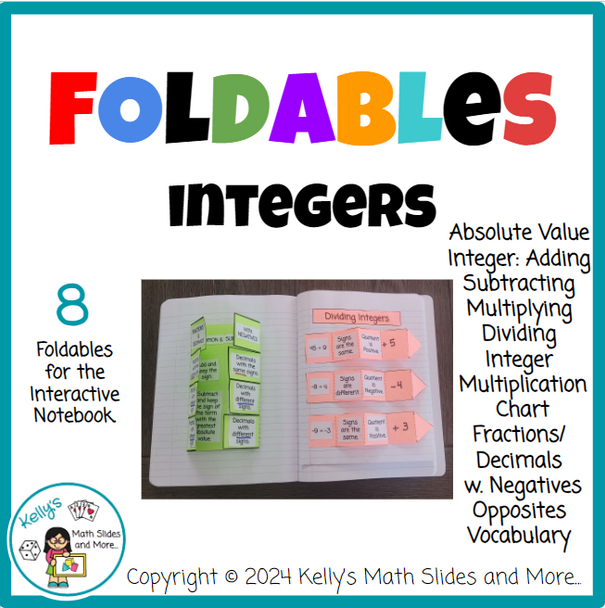 7th Grade Integers - 8 Foldables for the Interactive Notebook