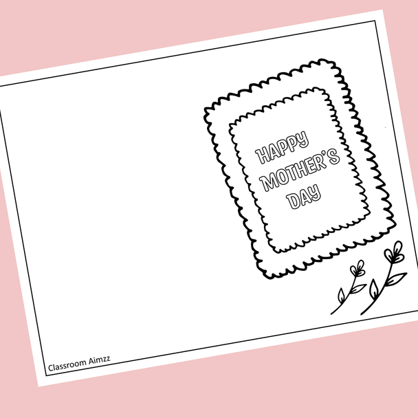  Printable Mother's Day Cards, Mother's Day Coloring Page, Editable 